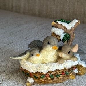 Fitz and Floyd Charming Tails - “Nestled in for the Holidays ” - Mouse and Birds